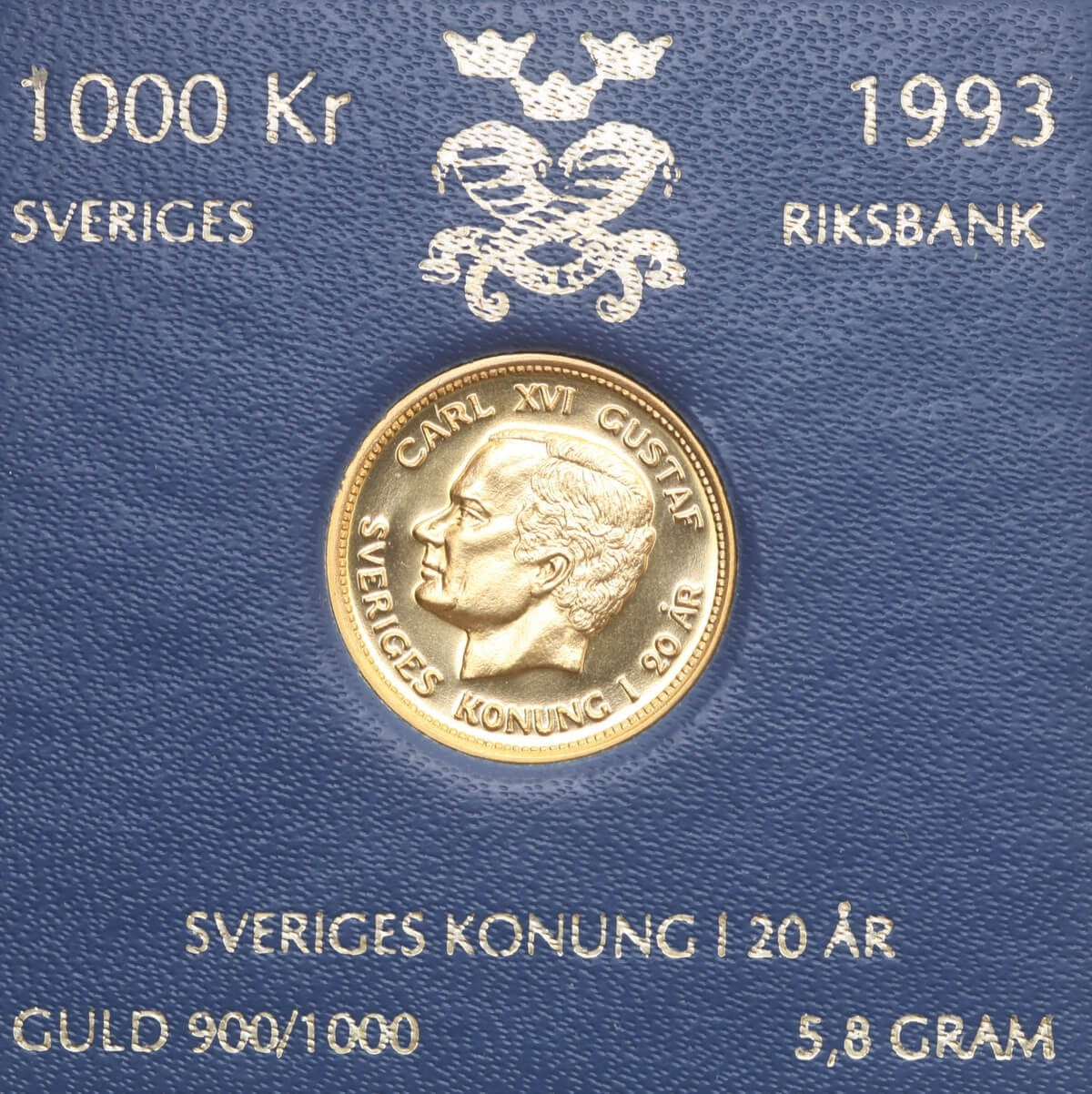 Szwecja 1000 koron, 1993, złoto Au900, 5.8g,  Karol XVI Gustaw