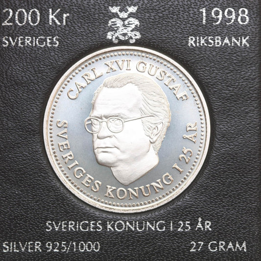 Szwecja 200 koron, 1998, Karol XVI Gustaw, Srebro Ag925