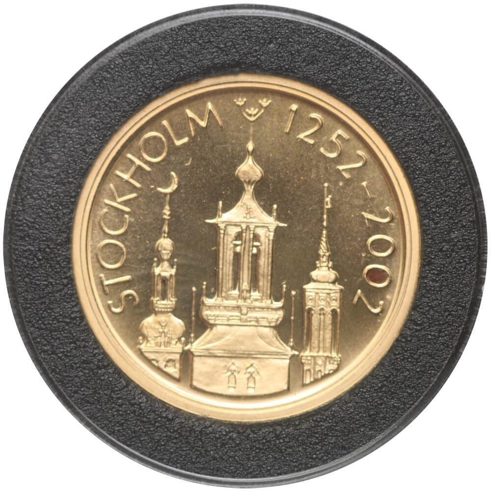 Szwecja 2000 koron, 2002, złoto Au900, 12g,  król Gustaw III