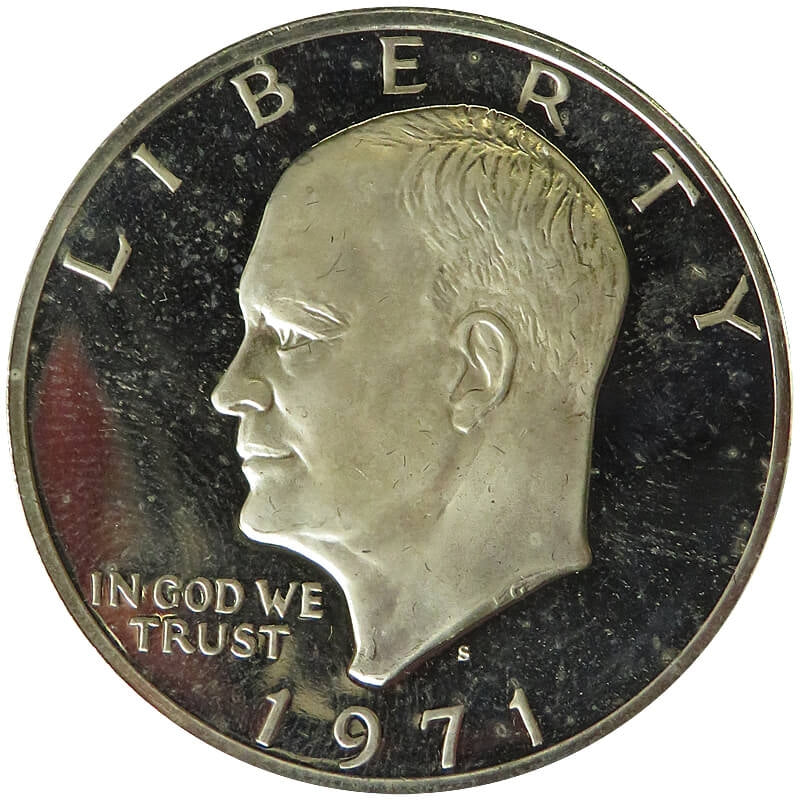 USA 1 dolar, 1971 S, Srebrny dolar Eisenhowera, stan 1-/2+, certyfikat