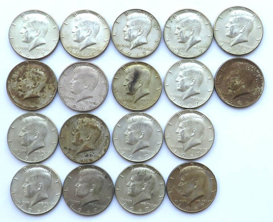 USA 18 szt x 1/2 half dollar Kennedy Liberty 1964-1968