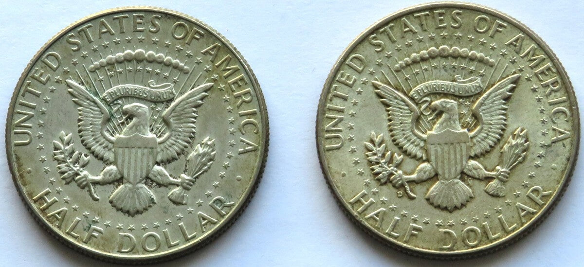 USA, 2 x 1/2 dolara, half dollar Kennedy, stan 2, 1964 i 1967 r.