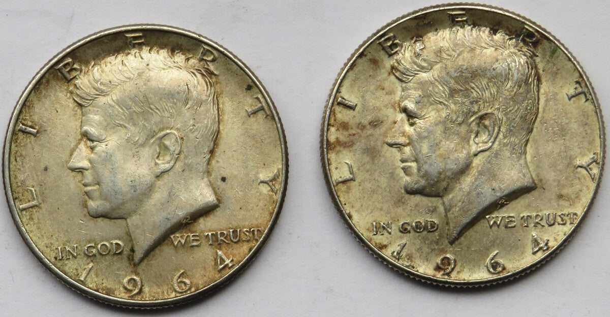 USA, 2 x 1/2 dolara half dollar Kennedy, stan 3+, 1964