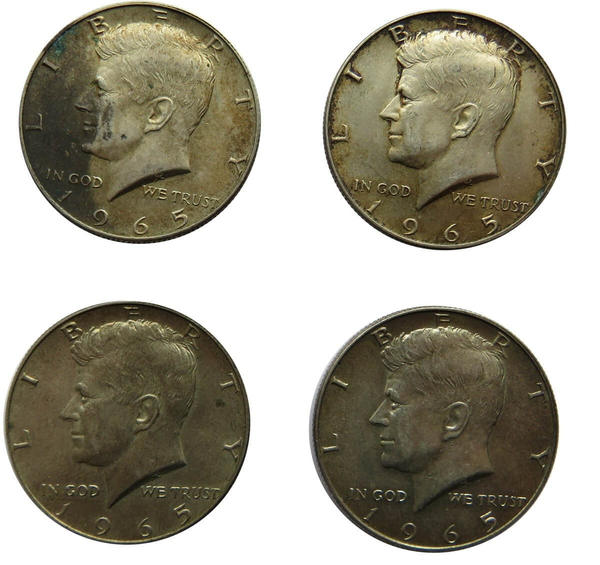 USA, 4 x 1/2 dolara half dollar Kennedy 1965, stan 1-