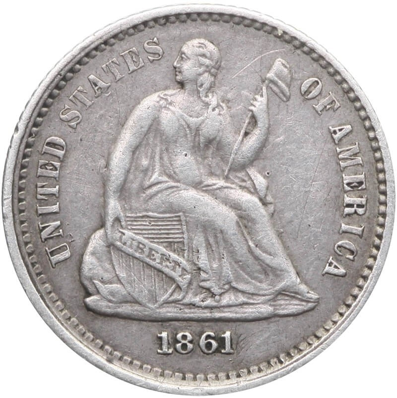 USA ½ dime, 1861 Siedząca Wolność, ładna