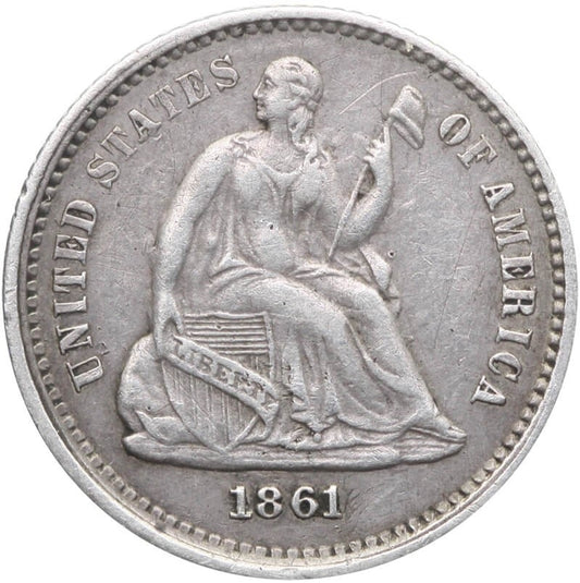 USA ½ dime, 1861 Siedząca Wolność, ładna