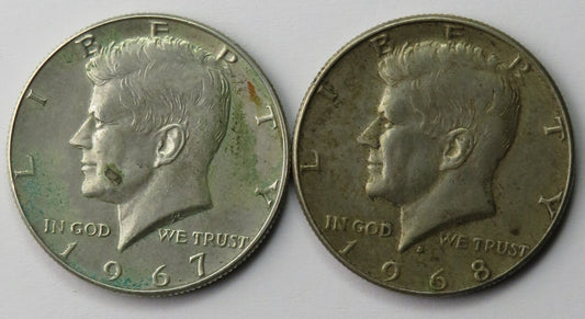 USA Lot: 2 x 1/2 dolara Kennedy 1967, 1968 srebro