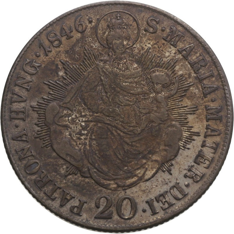 Węgry 20 krajcarów, 1846, Srebro 0.583