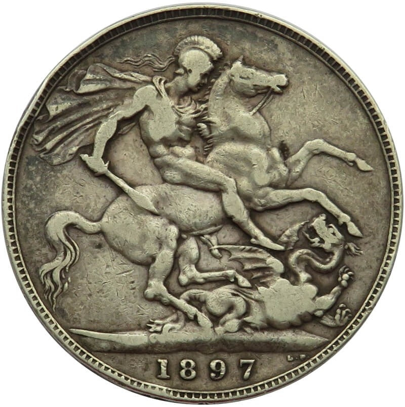 Wielka Brytania 1 korona, 1897, LXI, stan 3